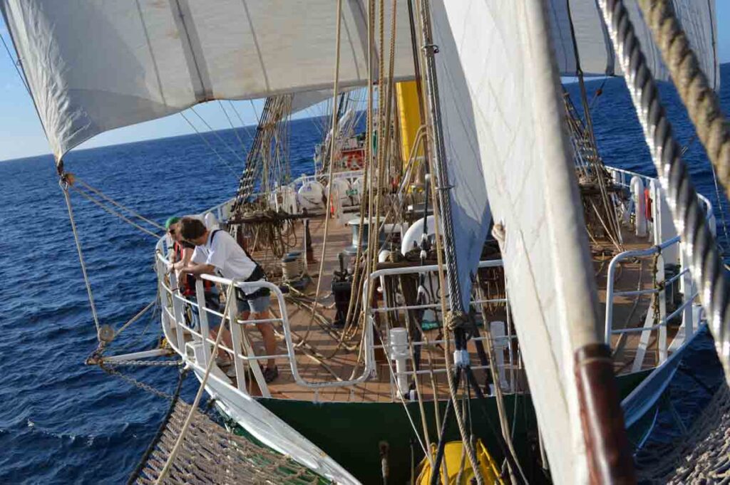 Vista desde la proa: el barco Alexander von Humboldt II