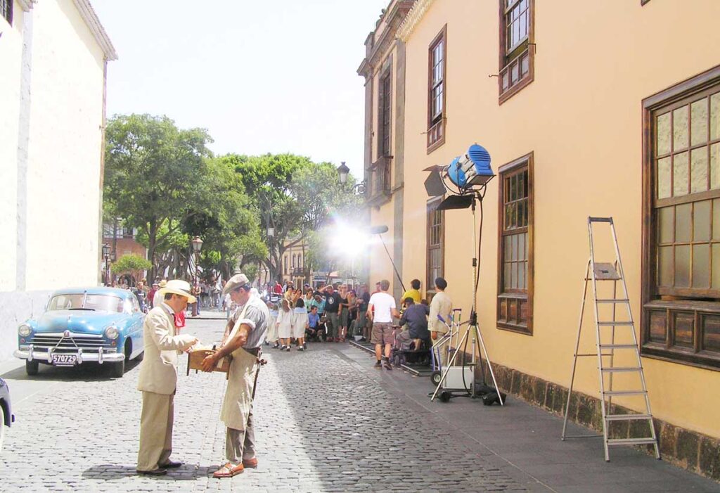 Redondo entre el Ayuntamiento  y el Convento de Santa Catalina durante un rodaje