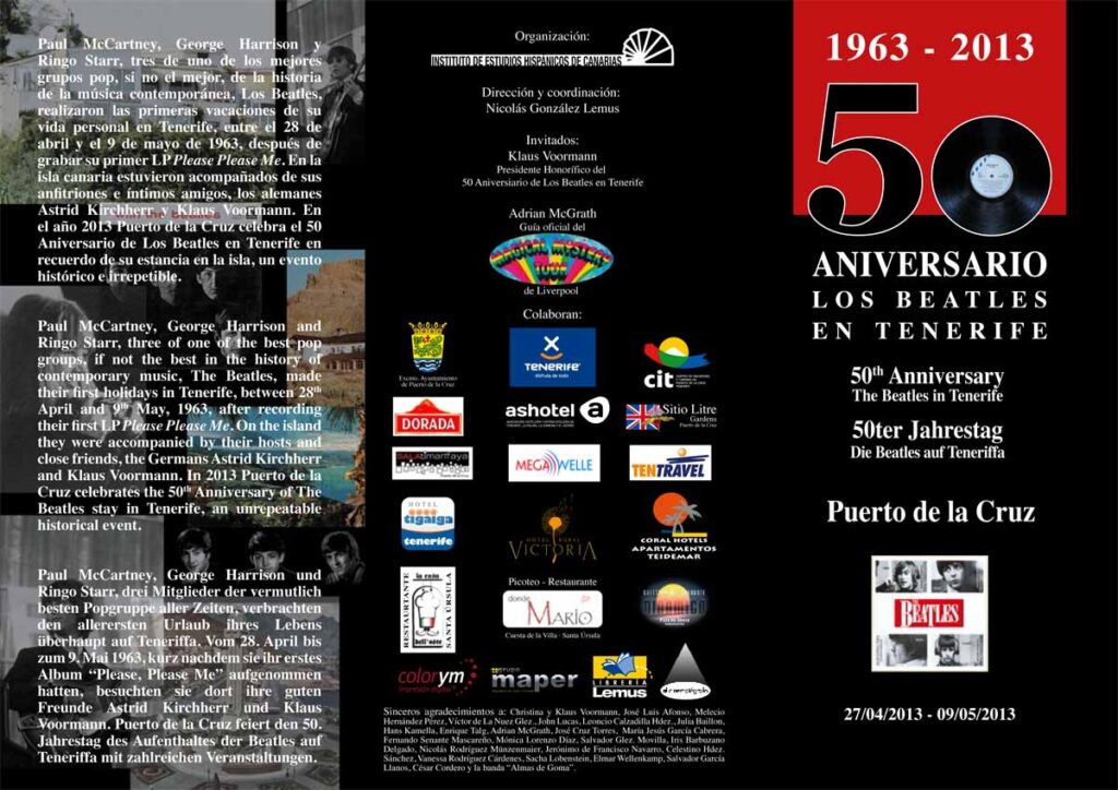 Portada: El programa del Festival 50 aniversario Los Beatles en Tenerife