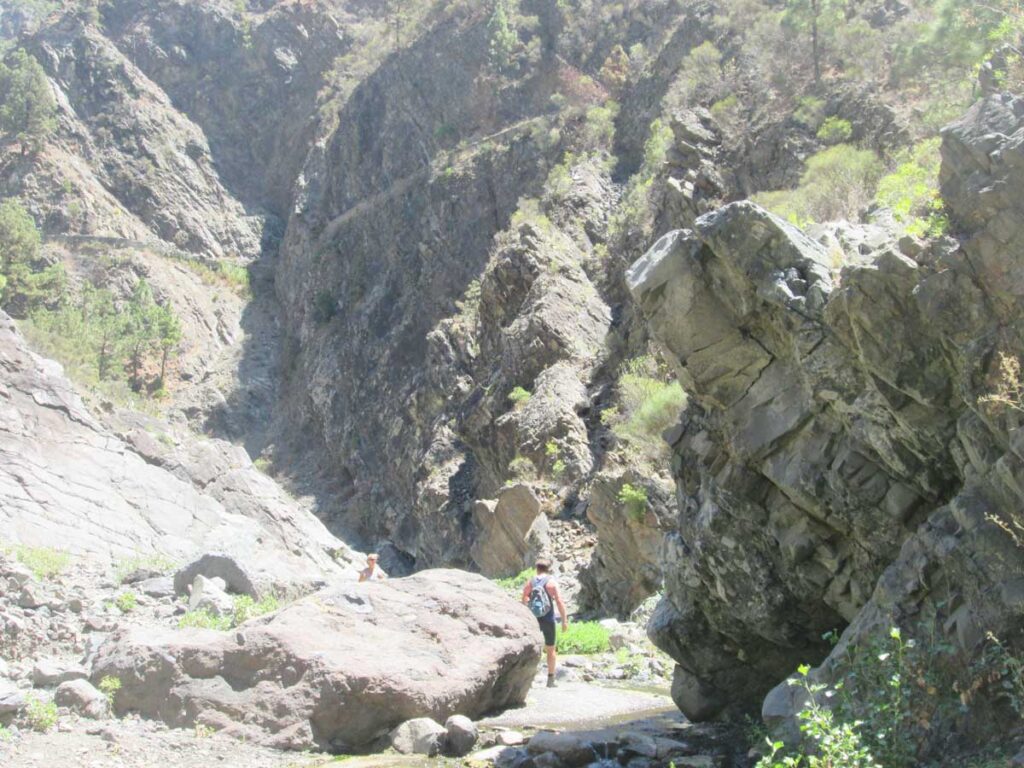 A lo largo del recorrido, el barranco, ubicado en los alrededores de Los Llanos de Aridane, ofrece muchas sorpresas 