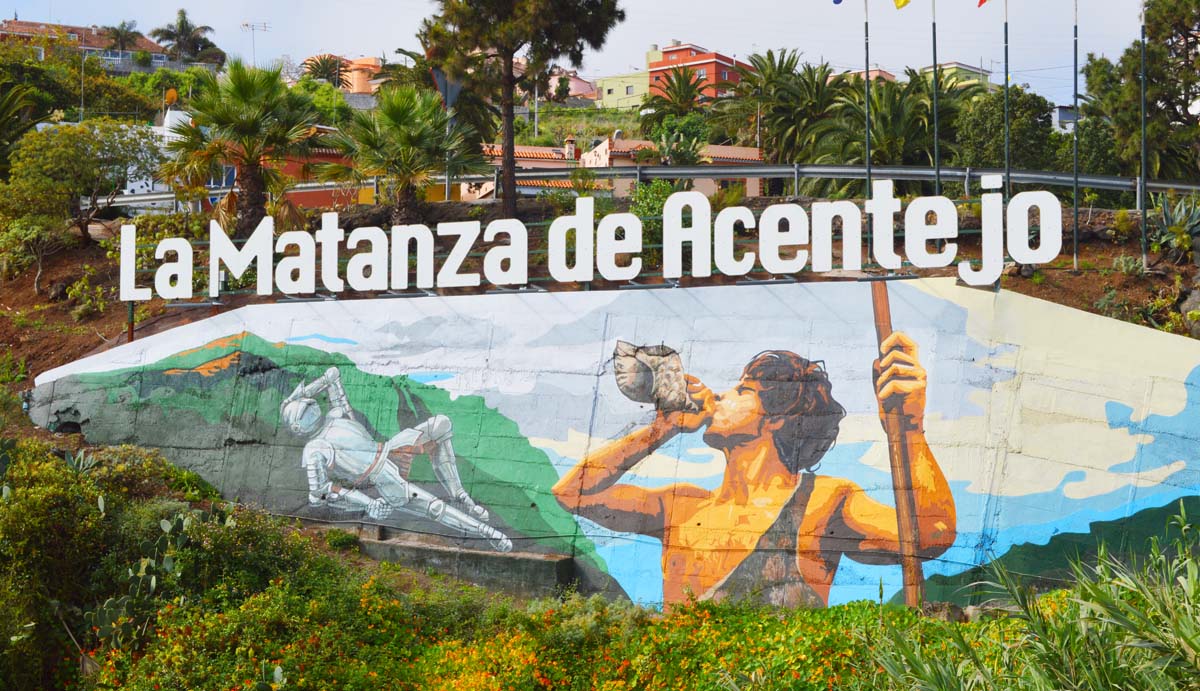 El mural en la salida de La Matanza conmemora a un acontecimiento de la época de la conquista española