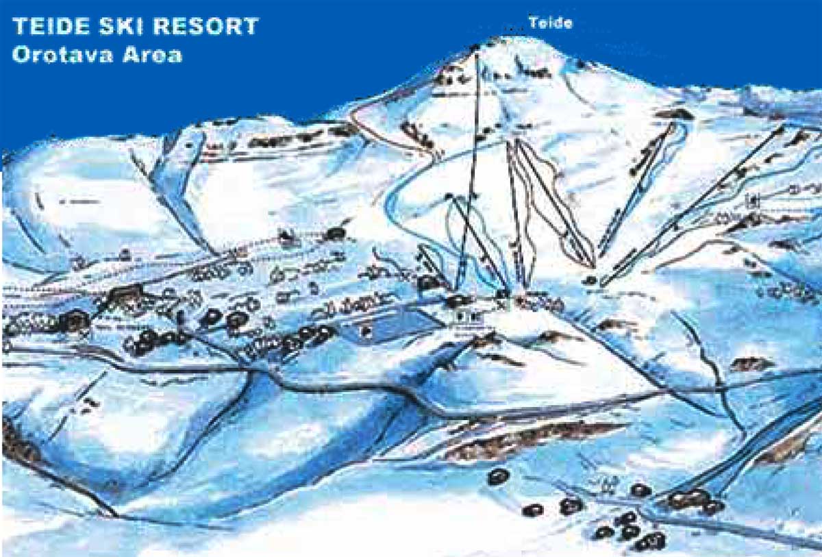 El mapa de la zona de esquí del Teide